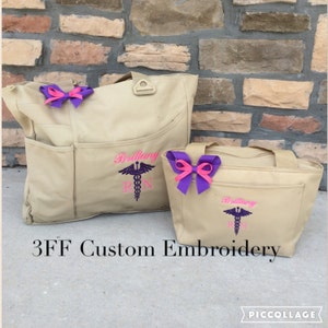 Personalized Caduceus NURSE/DOCTOR Super Tote and Lunch tote SET/Nurse Appreciation Gift/Nurse Graduation Gift/Nurse Gift