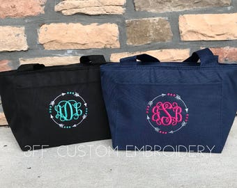 Personalized Monogram Arrow Lunch Tote/Bag With Arrow Frame/Monogram Gift/Cute Lunch Bag/Kids Lunch Cooler