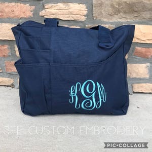 Personalized Monogram Super Tote Bag/Bridesmaid Gift/Mother's Day Gift/Everyday Monogrammed Tote Bag