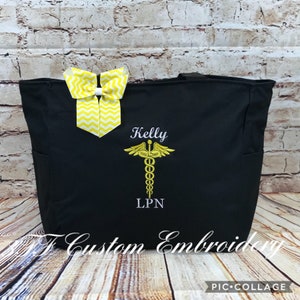 Personalized Caduceus Nurse/Doctor Zippered Tote Bag/Nurse Gift/Nurse Appreciation/Medical Bag