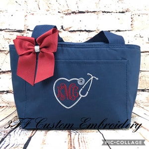 Personalized Monogrammed Insulated NURSE/DOCTOR Heart Stethoscope Lunch Tote/Nurse Appreciation Gift/Nurse&#39;s Week Gift/Nurse Graduation Gift