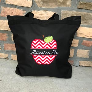 Personalized Split Apple Teacher Tote Bag/Teacher Gift/Teacher Appreciation/Gift for Teacher image 1