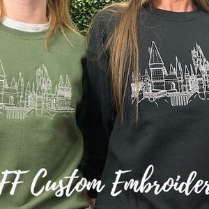 UNISEX Magical Wizard Castle Embroidered Crewneck Sweatshirt/Wizard School Sweatshirt/HP Movie Sweatshirt/Theme Park Crewneck