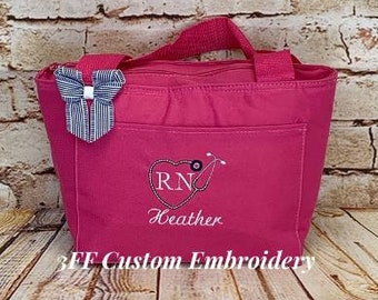 Personalized Insulated NURSE/DOCTOR Heart Stethoscope Lunch Tote/Nurse Gift/Nurse Appreciation/Nurse Bag/Nurse Graduation Gift/Nurse's Week
