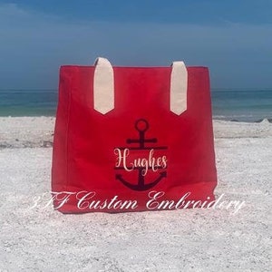 Personalized split Anchor Beach Bag, XL Canvas Tote, Oversized Tote, Large Bag, Water Repellent Bag