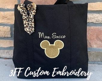 Personalized Glitter MICKEY MOUSE Day Tote/Disney Inspired Bag/Disney Carry All Bag/Magical Vacation Bag/Disney Lover Gift