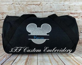 Personalized Glitter Split MICKEY Duffle Bag/Disney Inspired Duffle/Disney Carry All/Sleepover Bag/Overnight Bag/Travel Bag/Kids Mickey Bag