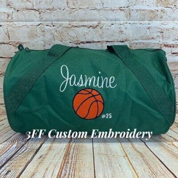 Personalized Monogrammed Embroidered Basketball Duffel/Duffel Bag/Luggage/Sleepover/Basketball Team Gifts/Kids Basketball Carry All Bag