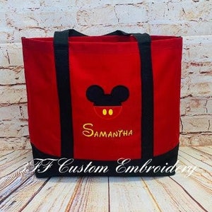 Tote personalizado del día de los pantalones de Mickey/Bolsa inspirada en Disney/Disney llevar toda la bolsa/Bolsa de vacaciones mágica/Regalo amante de Disney/Bolsa de mano del parque temático