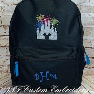 Personalized Embroidered Glitter Mickey Mouse Castle Backpack/Magical Vacation Bag/Disney Inspired Vacation Backpack