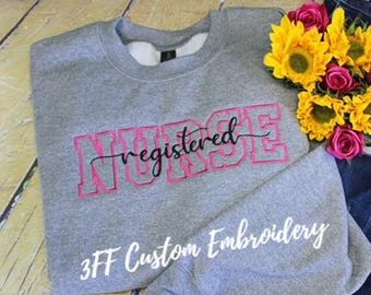 UNISEX Embroidered Registered Nurse Crewneck Sweatshirt/RN Gift/Nurse Gift/Nurse Appreciation/Cozy Pullover for Nurse/Nurse Graduation Gift