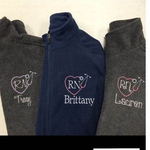 Personalized Ladies OR Unisex Men's Nurse/Doctor Heart Stethoscope Full-Zip Value Fleece Jacket/Nurse Gift/Nurse Appreciation/RN/LPN image 1