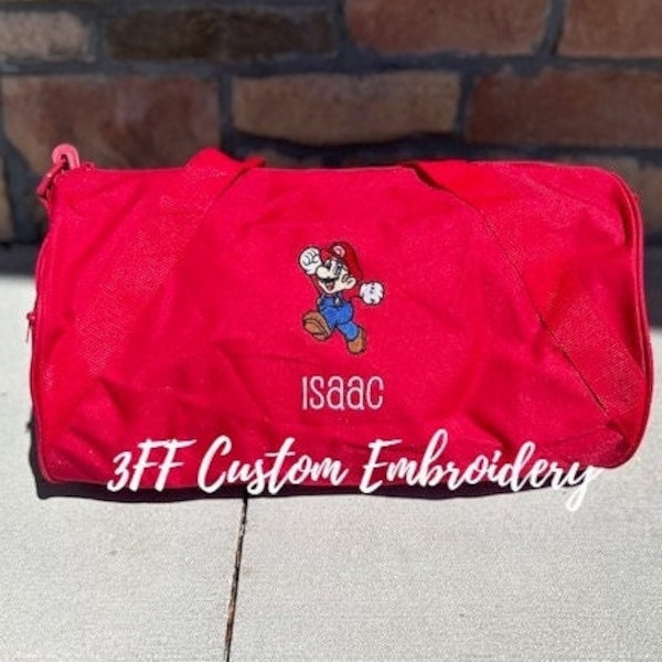 Personalized Mario Embroidered Duffel/Duffle Bag/Mario Brothers Inspired Duffel Bag/Kids Travel Bag/Boys Duffel Bag/Super Mario Boys Bag