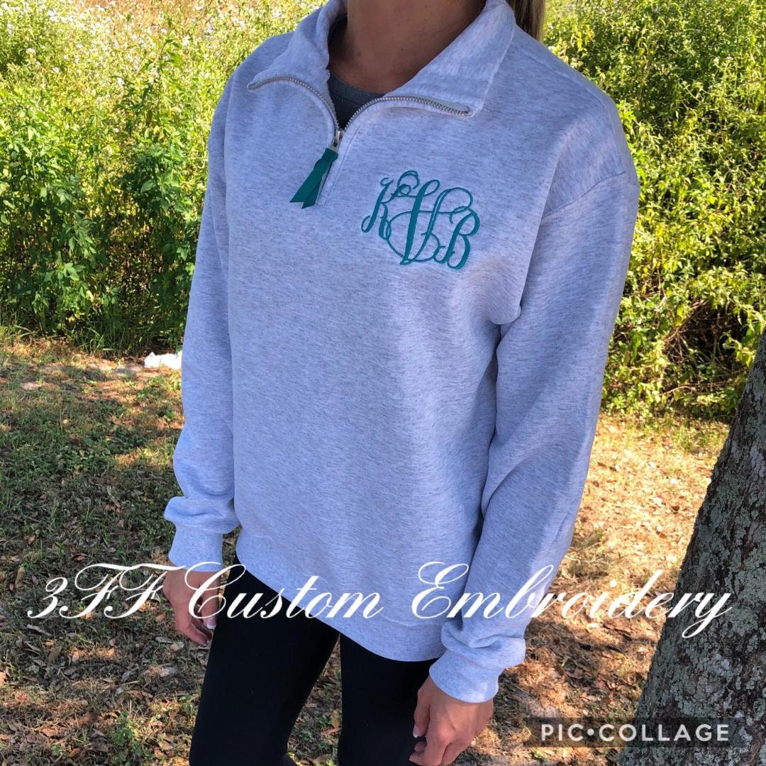 ADULT 1/4 Zip Pullover Sweatshirt with personalized monogram | Etsy