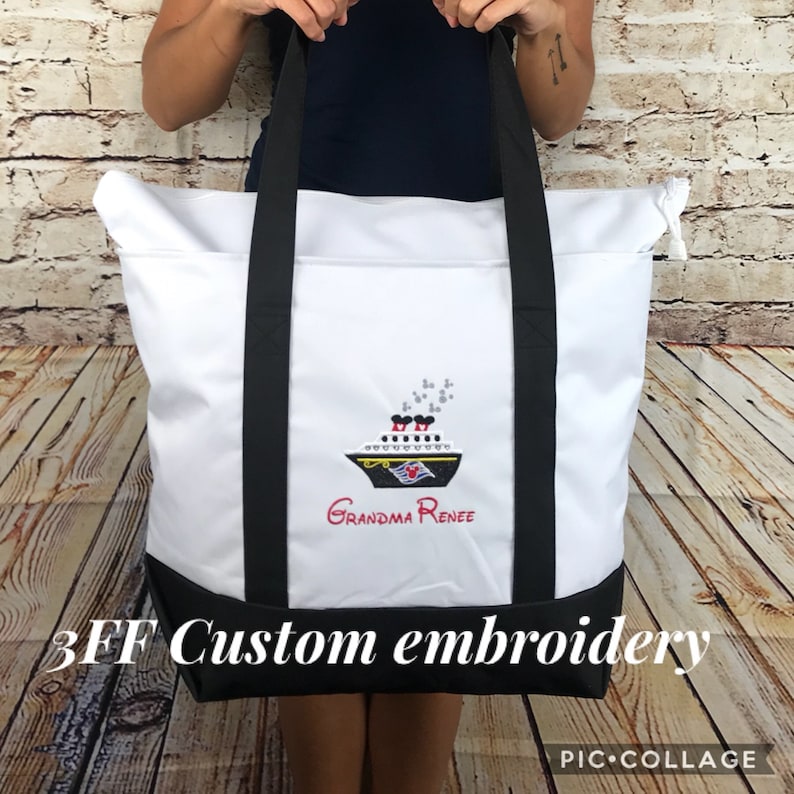 OVERSIZED Disney Cruise Inspired Boat Tote/Zippered Beach Tote/Magical Family Vacation Bag image 3