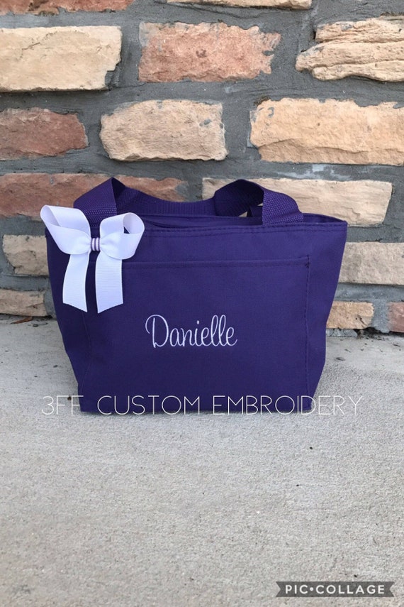 Personalized Insulated Lunch Tote Pick your Tote Color, Font, & Thread Color/Lunch Bag/School Lunch Bag/Kids Lunch Bag