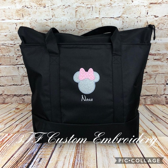  Personalized Mouse Head Red and Black Tote Bag Cruise or a Trip  to Amusement Park your Name : Handmade Products