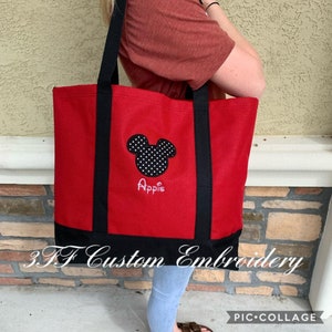 Tote personalizado del día de MICKEY MOUSE/Bolsa inspirada en Disney/Disney llevar toda la bolsa/Regalo amante de Disney/Bolsa de vacaciones mágica/Bolsa de mano del parque temático