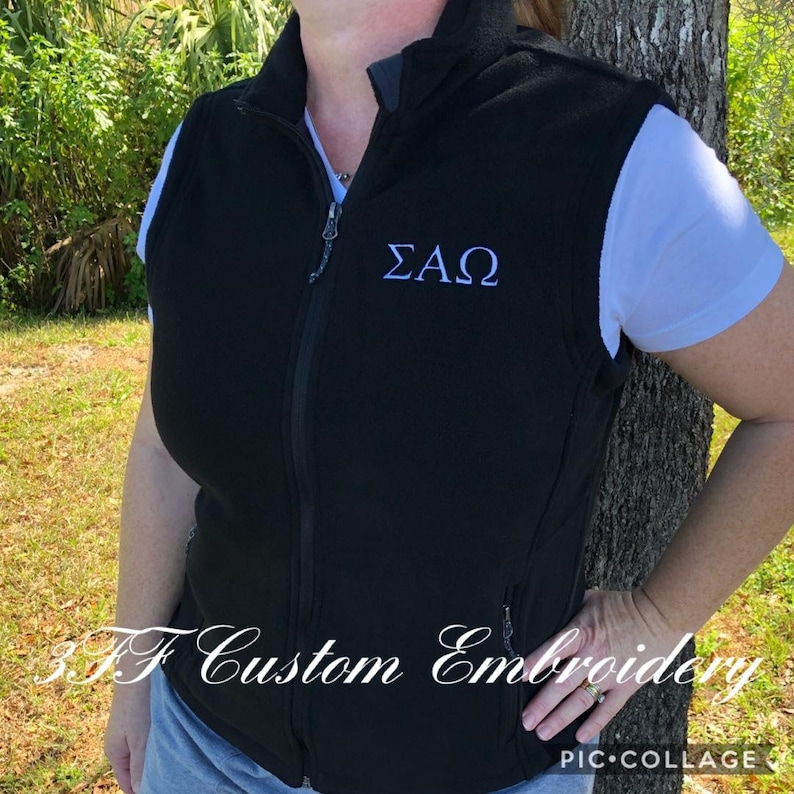 Personalized Ladies Embroidered Monogramed Fleece Vest FRONT Etsy