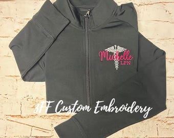 Personalized Ladies NURSE/DOCTOR Caduceus Full Zip Moisture-Wicking Cadet Jacket/Nurse Appreciation/Nurse Gift/Scrub Jacket/Healthcare
