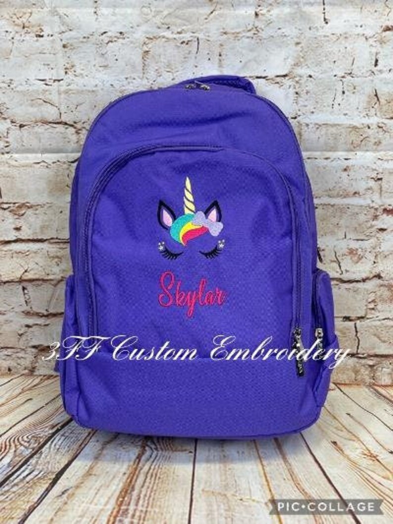 monogrammed unicorn backpack