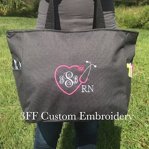 Personalized NURSE or DOCTOR Essential Zippered Tote with Monogram/Nurse Appreciation/Nurse Gift/Nurse Graduation Gift/Nurse Carry All Bag