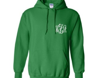 Personalized Adult Hooded Sweatshirt Embroidered Monogram Included/Adult Pullover Hoodie with Monogram