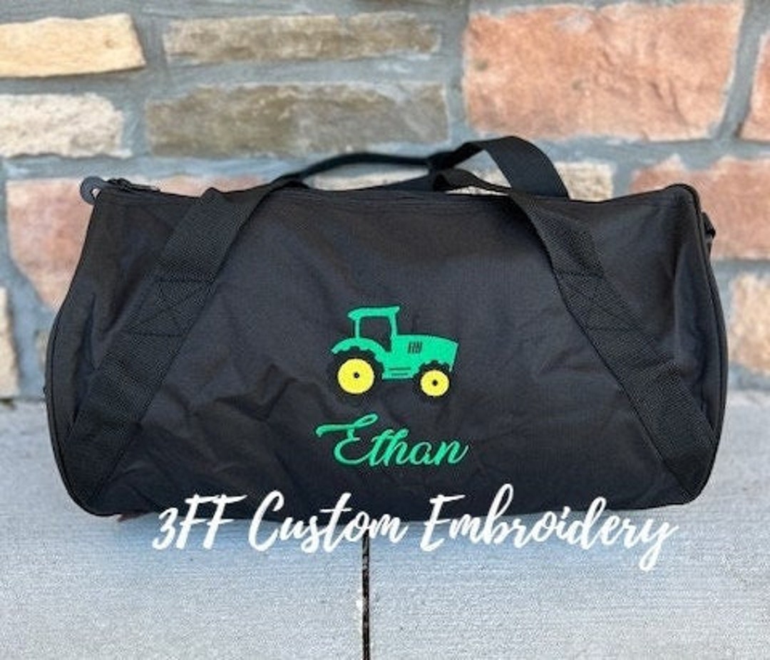 Personalized Green Tractor Embroidered Duffel/duffle Bag/john Deere Inspired Duffle Bag/boys