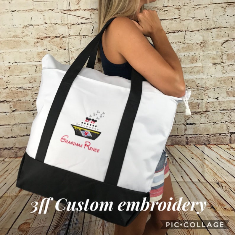 OVERSIZED Disney Cruise Inspired Boat Tote/Zippered Beach Tote/Magical Family Vacation Bag image 1