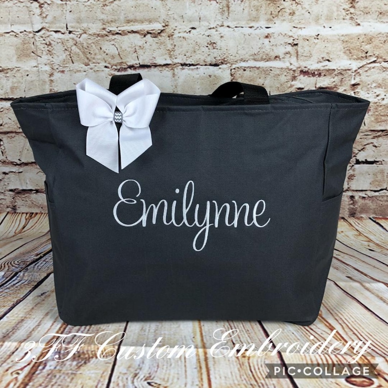 Personalized Zippered Tote Bag With Name or Etsy