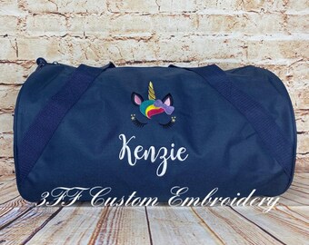 Bolsa de lona/bolsa de viaje/bolsa de baile/bolsa para dormir/regalo para hija/regalo para sobrina/regalo de cumpleaños con UNICORNIO bordado personalizado