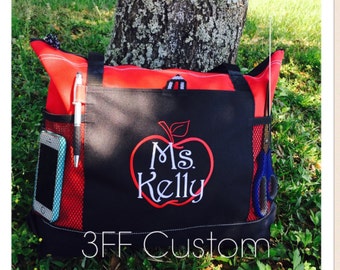 Personalized Monogrammed Teacher School Tote/Teacher Appreciation Gift/Teacher Carry All Bag