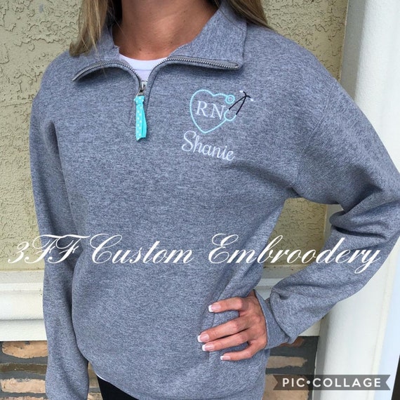 Personalized Nurse Heart Stethoscope ADULT 1/4 Zip Pullover - Etsy Canada