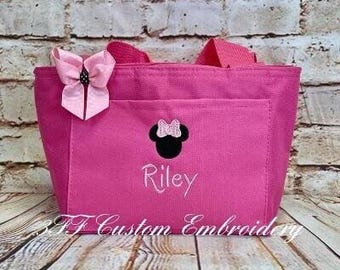 Personalized Insulated Minnie Mouse Inspired Lunch Tote/Disney Lover Gift/Cute Minnie Lunch Bag/Disney Inspired Lunch Bag/Girls Minnie Bag