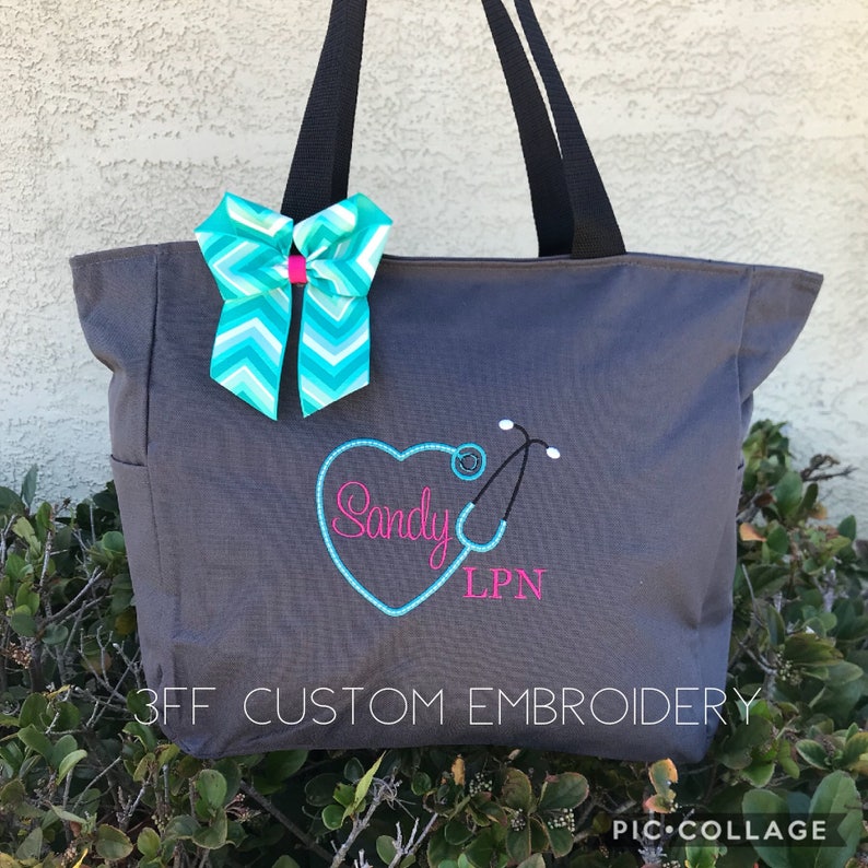 Personalized Stethoscope Nurse/doctor Zippered Tote Bag/nurse Etsy