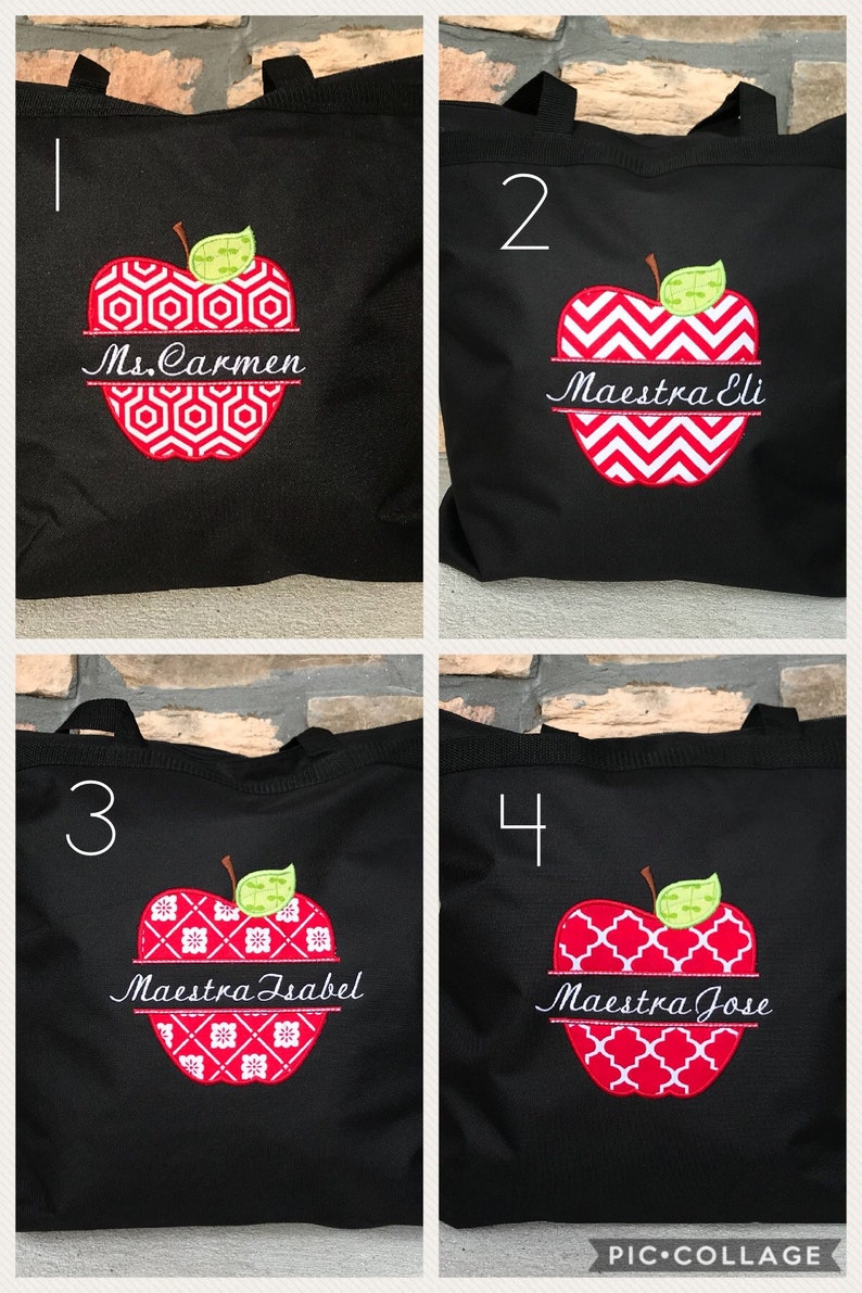 Personalized Split Apple Teacher Tote Bag/Teacher Gift/Teacher Appreciation/Gift for Teacher image 3
