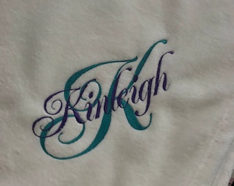 Personalized Embroidered Monogrammed Light Weight Plush Blanket/Friend Gift/Personalized Blanket for Family