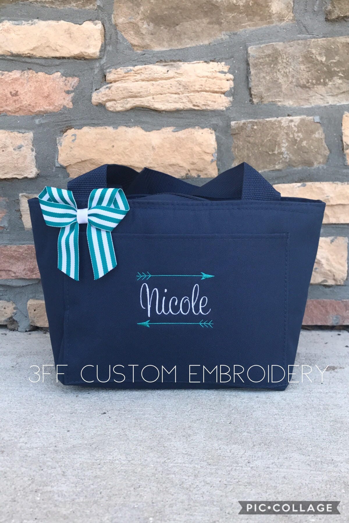Personalized Insulated Lunch Tote/Bag With Name and Arrows/Lunch Cooler/Cute Lunch Bag