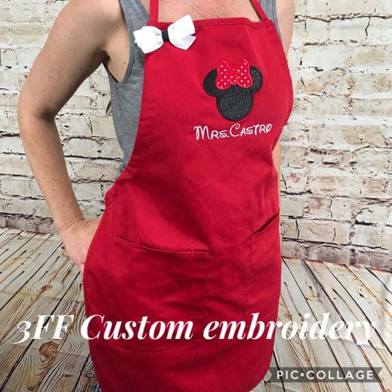 Personalized Minnie/Mickey Mouse Apron, Disney Chef Gift