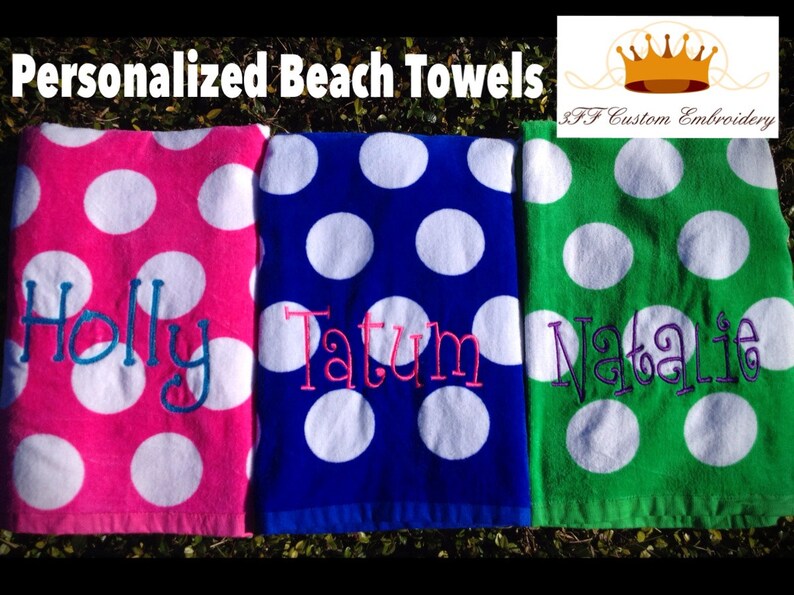 Personalized Velour Beach Towel Name or Monogram Etsy