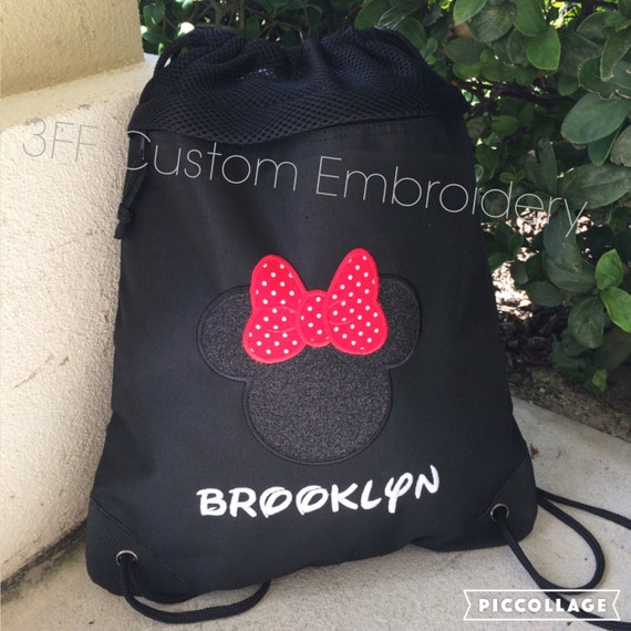2 Pocket Canvas Drawstring Backpack Personalized Embroidered Etsy