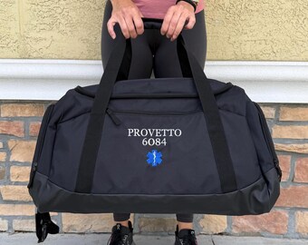 Personalized Embroidered Large Rec Duffel Bag/EMT Duffel/Travel Bag/Sports Bag/Weekender Bag/Groomsmen Bag/Travel Duffel/Custom Duffel Bag