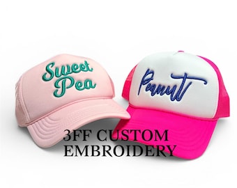 Foam Trucker Hat with Rope/Personalized with Nickname or Name in 3D Puff Embroidery/ Custom Nickname Hat/Special Someone Hat.