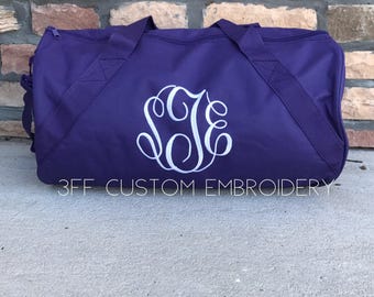 Personalized Monogrammed Embroidered Duffel/Duffle Bag/Overnight Bag/Travel Bag/Sleepover Bag