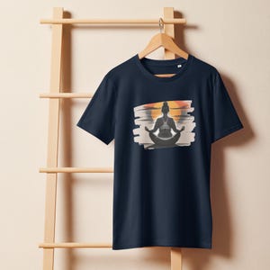 Yoga at sunset organic mid-light t-shirt. Eco-friendly style!