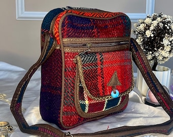 Handmade Carpet Cross Body Bag, Bohemian Small Crossbody Purse, Vintage Hobo Messenger Shoulder Bag,Bohemian Shoulder Bag,Boho Bag