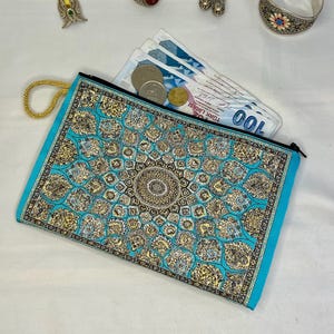 Handmade Turkish Wallet, Carpet Bag Style Zipper Wallet, Cute Coin Purse, Small Makeup Bag, Boho Women Wallet,Kilim Handmade Wallet