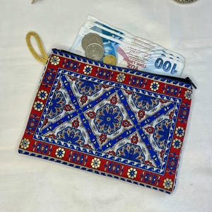 Handmade Turkish Wallet, Carpet Bag Style Zipper Wallet, Cute Coin Purse, Small Makeup Bag, Boho Women Wallet,Kilim Handmade Wallet