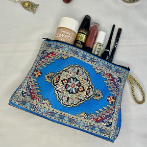 Handmade Carpet Design Wallet, Zipper Pouch, Boho Coin Purse, Cute Small Makeup Bag, Women’s Wallet,Vintage Kilim Design Make Up Bag