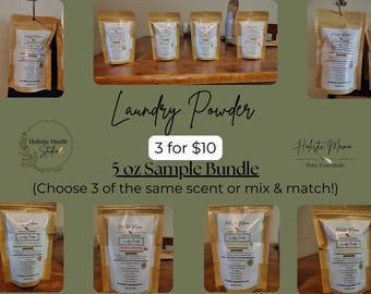 Natural Laundry Powder Sample Bundle | Borax Free, HE Safe, Sensitive Skin detergent